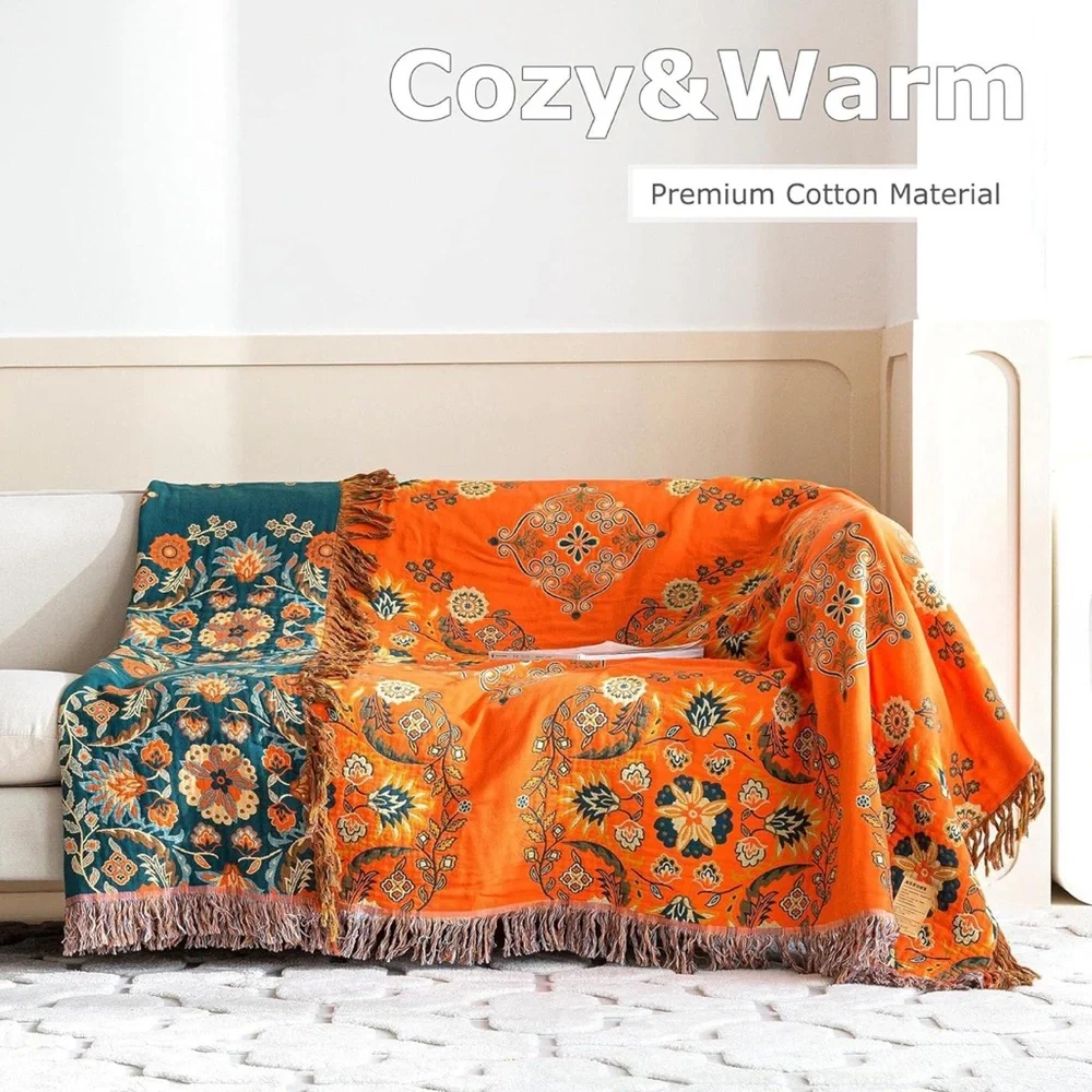 100% Cotton Ultra-Soft Throw Blanket – Rustic Quilt for Bed or Couch